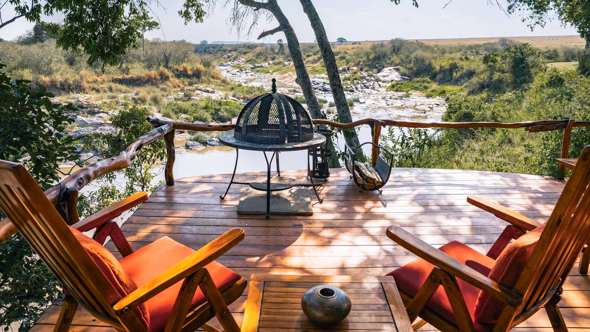 The deck at Rekero Camp overlooking the Talek River, Masai Mara Reserve