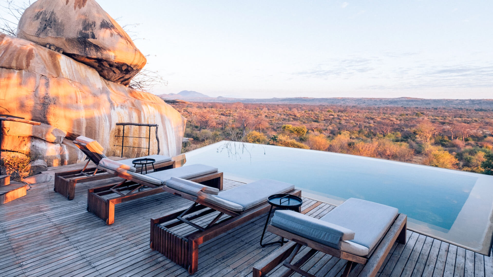 View from the infinity pool at Jabali Ridge Ruaha National Park Tanzania