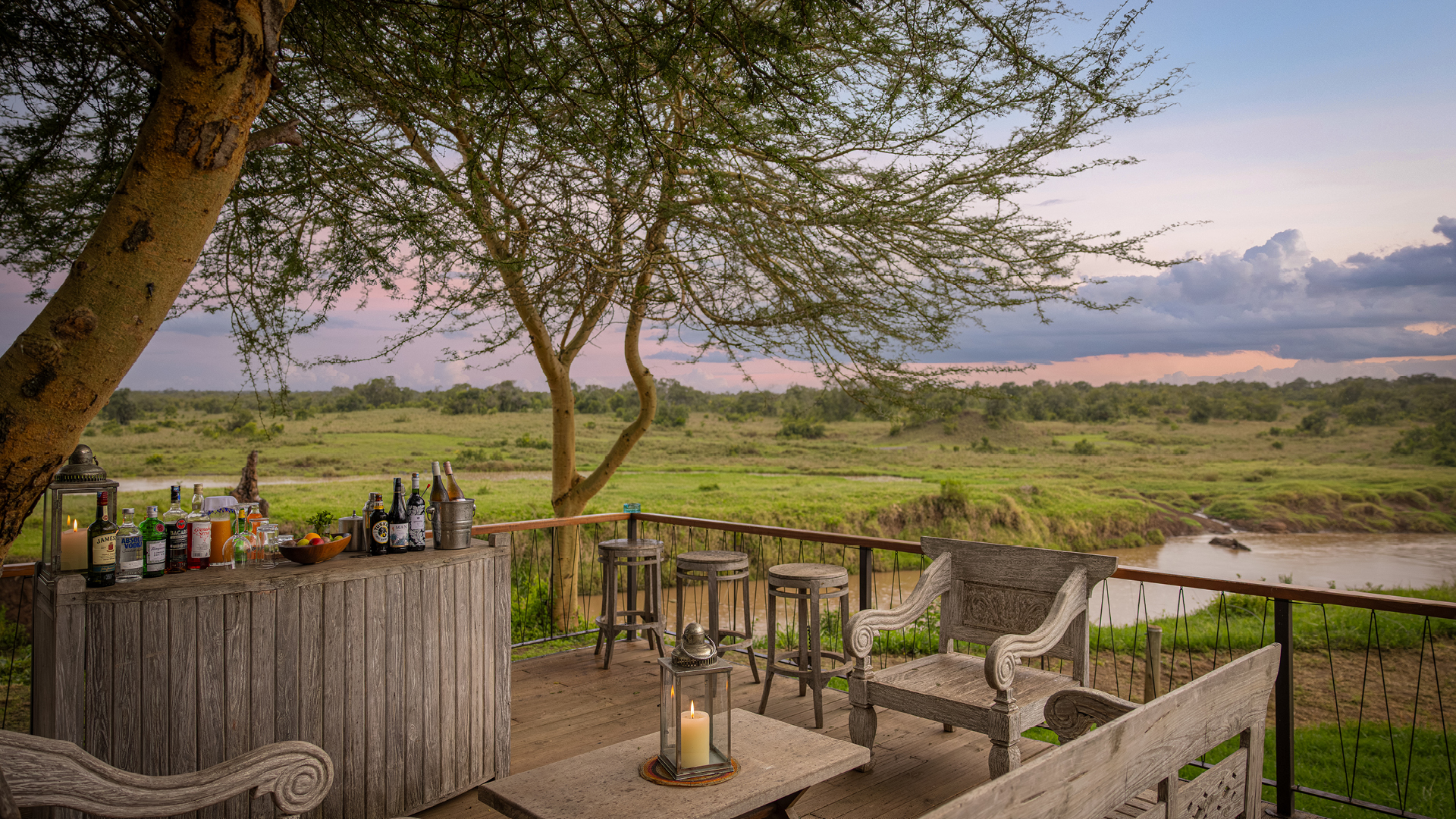 view over ol pejeta conservancy from ol pejeta bush camp at sunset, asilia africa