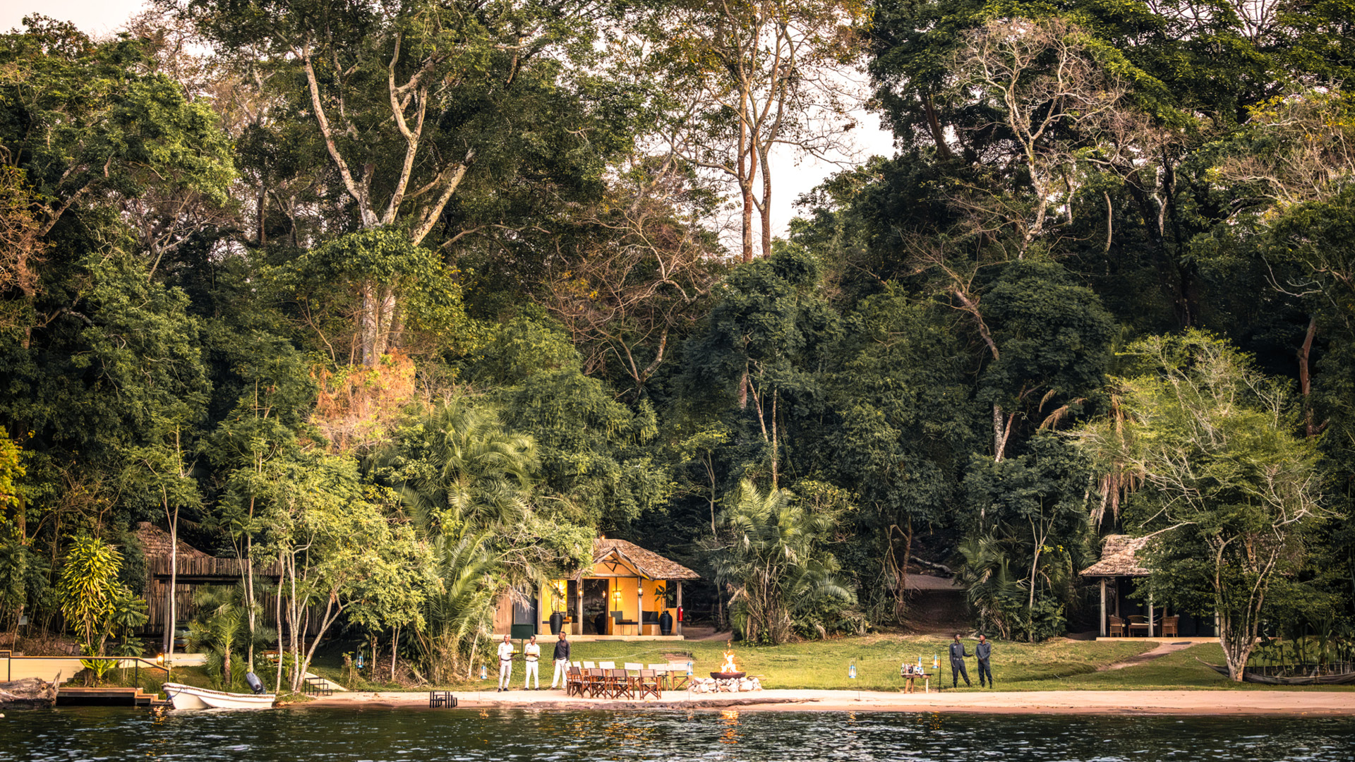 view of rubondo island camp tanzania from the water, asiila africa