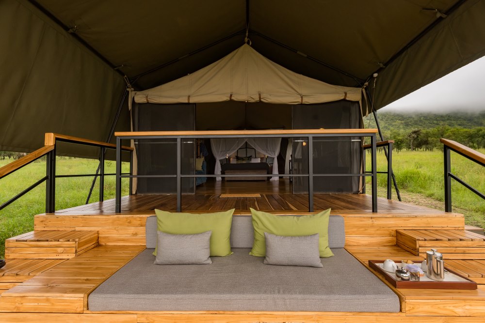 A guest tent at Dunia Camp, Serengeti National Park, Tanzania.