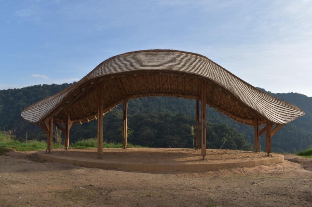 The Welcoming Area is the first completed structure at Erebero Hills, Uganda.