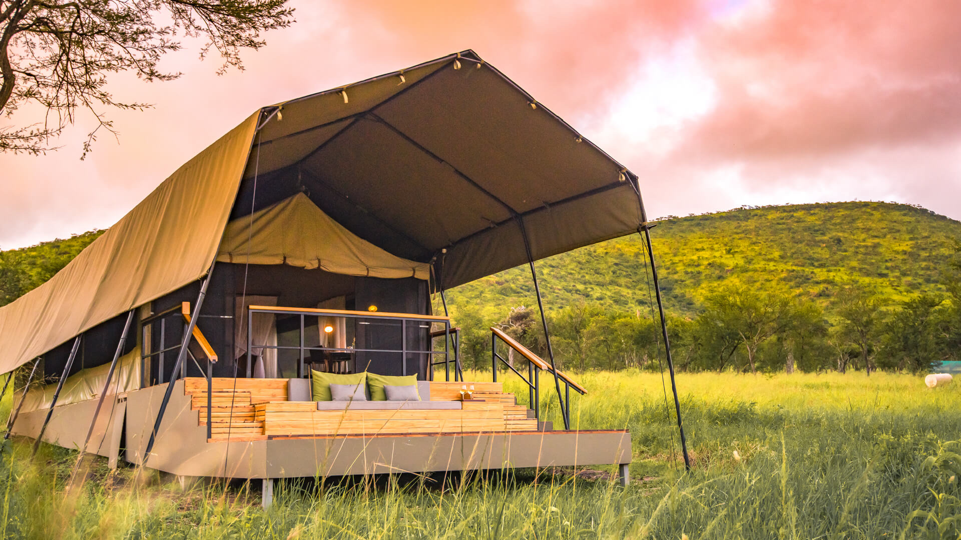 Outside view of guest tent, Asilia Dunia Camp, Serengeti National Park