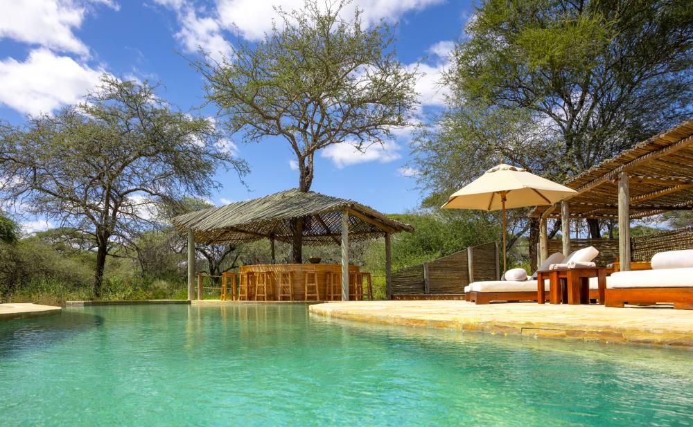 The swimming pool at Oliver's Camp, Tarangire National Park, Tanzania.