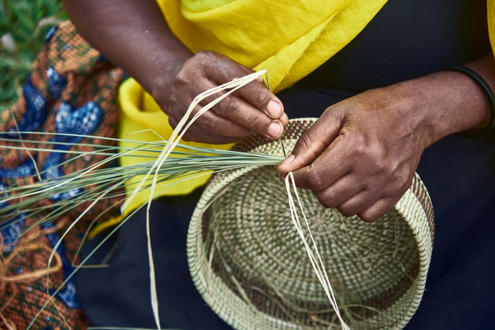 The tradaitional skill of basket weaving, Bwindi, Uganda.