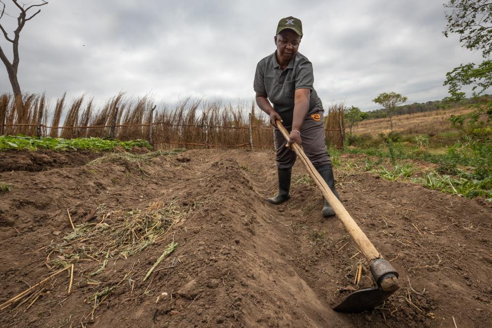 A farmer works in a field in southern Tanzania.