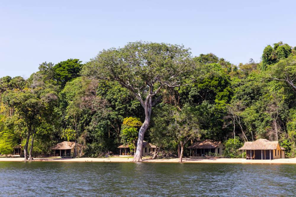 Approaching Rubondo Island Camp from the water.
