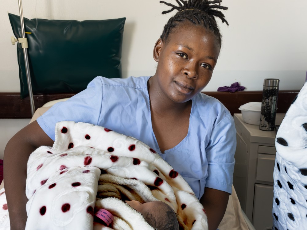 A mother and child in the Talek Maternal, Neonatal and Child Health Centre