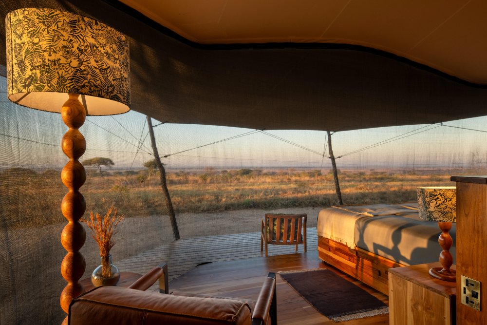 Views from a guest tent at Usangu Expedition Camp, Ruaha National Park, Tanzania.
