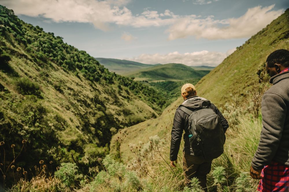 Hiking the slopes of Olmoti, The Highlands, Ngorongoro Conservation Area, Tanzania.