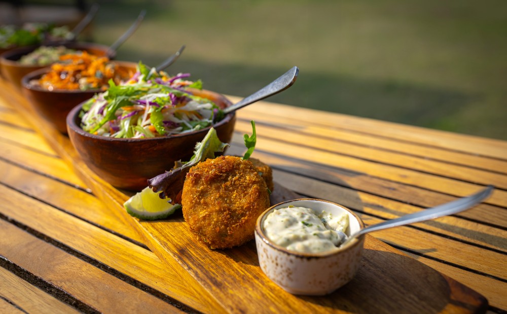 A tray of fersh salads prepared for lunch, Serengeti National Park, Tanzania.