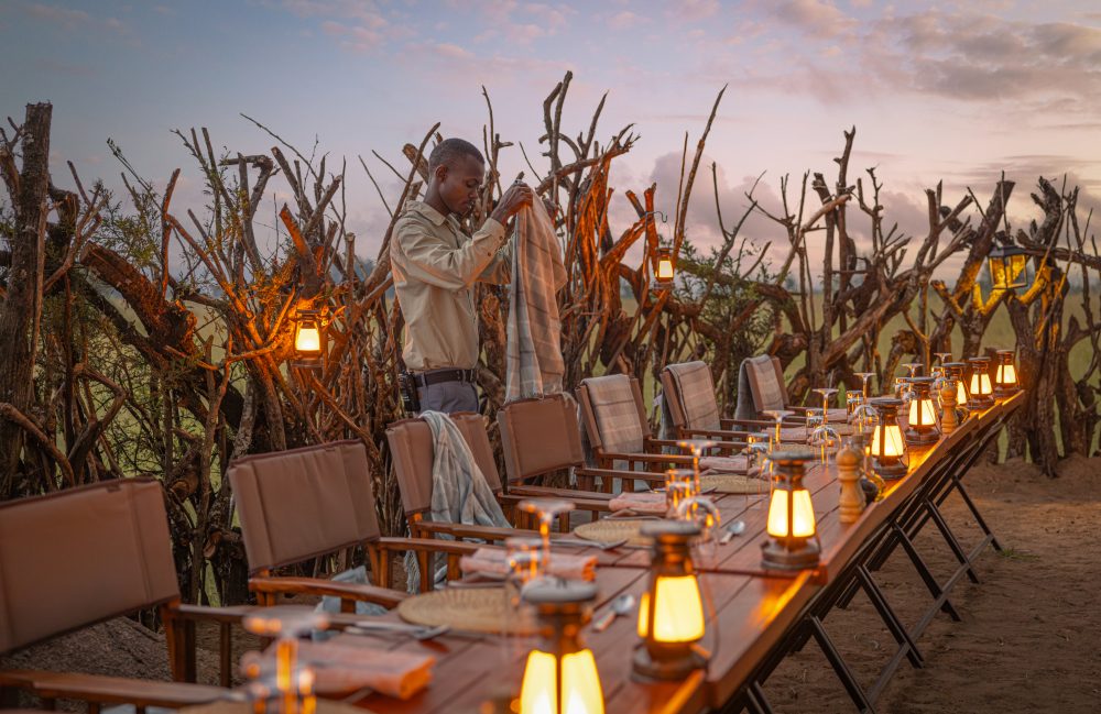 Preparing the boma for dinner, Olakira Migration Camp, Tanzania.