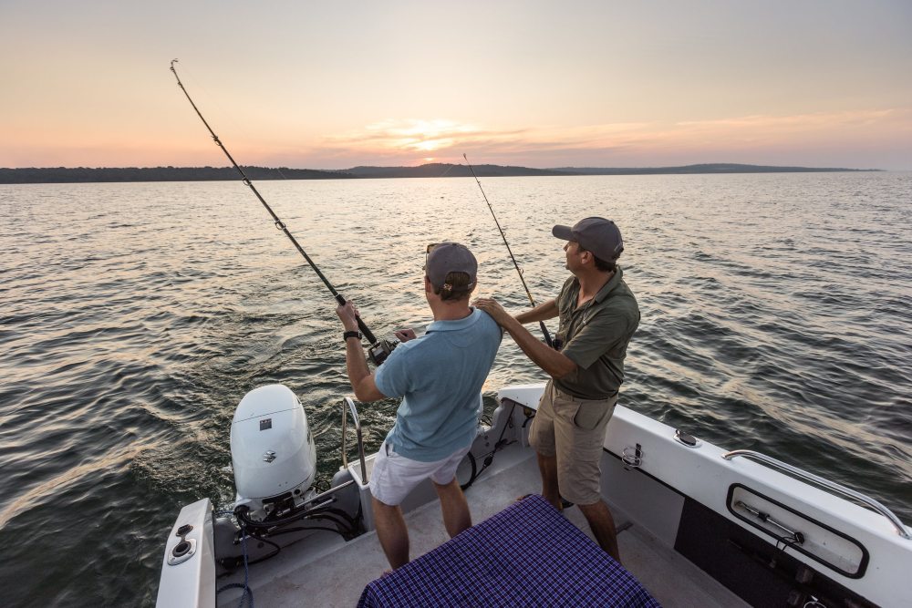 Fishing and boating on Lake Victoria, Rubondo Island National Park, Tanzania.