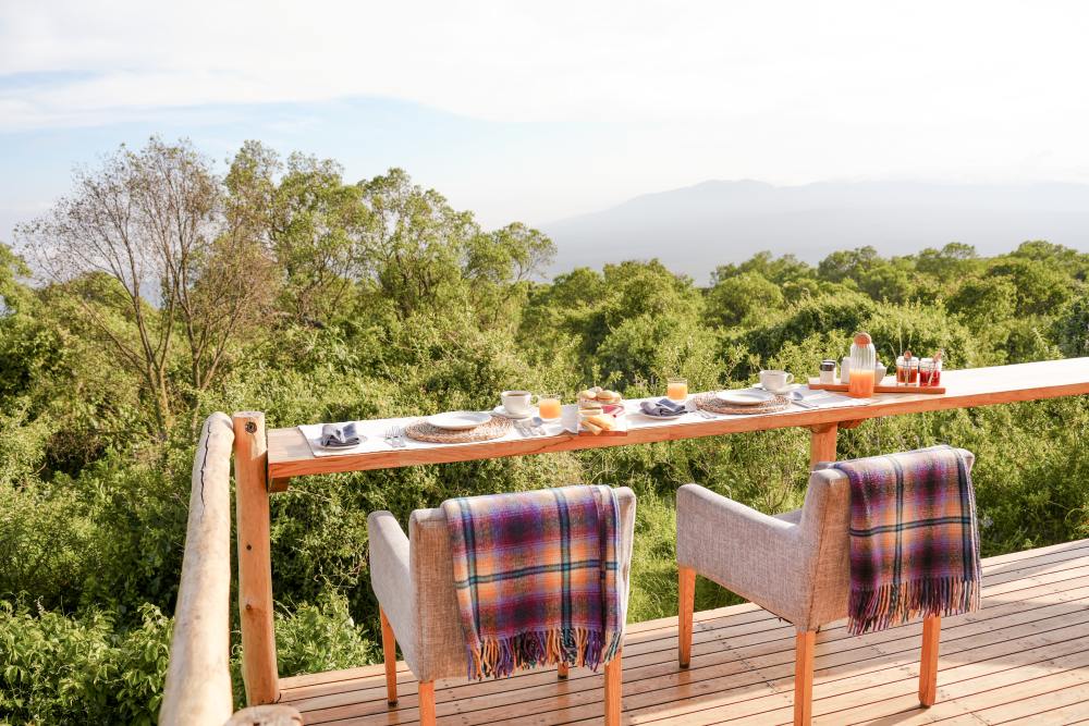 Views from the breakfast bar, The Highlands, Ngorongoro Conservation Area, Tanzania.